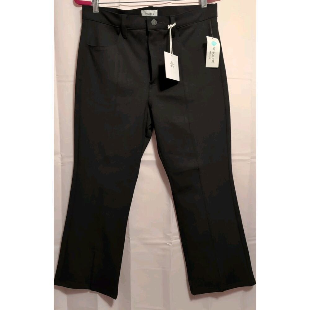 Pistola Women's Size 32P Night Out Dress Pants Slit Leg Black Work Wear (632)